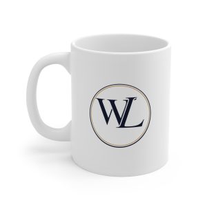 Monogram WL Ceramic Mug 11oz — Classic Navy & Gold Initial Coffee Cup